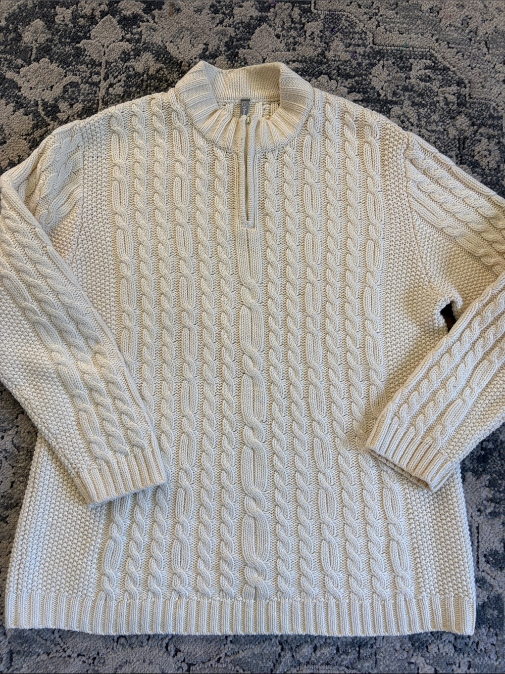 Hanna Anderson Cable Knit Ivory Fisherman wool blend Sweater